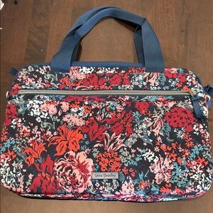 Vera Bradley Red and Blue Laptop Bag with Floral Design